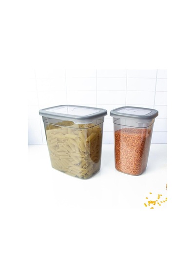 6 Adet 1.85 Lt. + 6 Adet 1.1 Lt. Dikdörtgen Saklama Kabı Gri