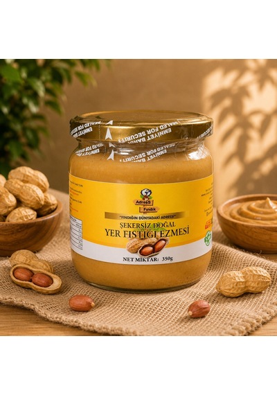 Adress Fındık Şekersiz Doğal Yer Fıstığı Ezmesi 350 G