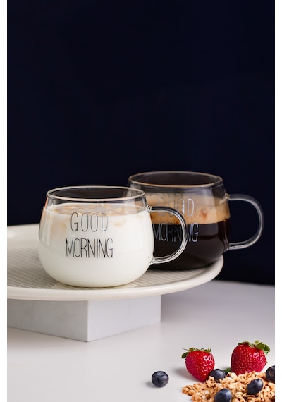 Porsima 2088 Borosilikat Isıya Ateşe Dayanıklı Cam Kulplu Çay Bardağı Kahve Bardak Kupa Şeffaf 400 Ml Şeffaf
