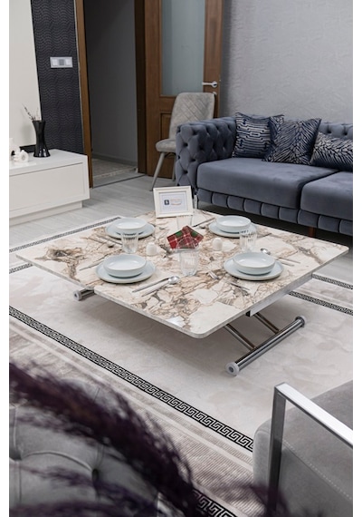 Juppo Üst Tabla Mdf Beyaz Mermer Oval Köşe Alt Krom Dışa K