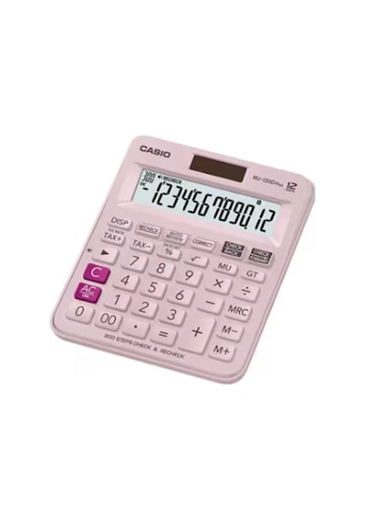 Casio Mj-120d Plus Pembe İşlem Kontrollü 12 Hane Masa Üstü Hesap Makinesi Çok Renkli