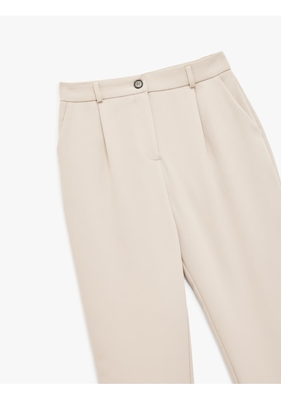 Koton Slim Fit Cepli Pile Detaylı Cepli Chino Havuç Pantolon Bej 6wak40171uw Ekru