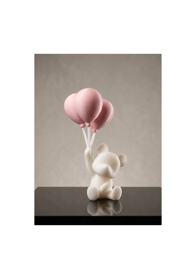 Doğum Günü Pasta Süsü Seti - İpli Happy Birthday Banner Ve Balonlu Ayıcık Figürü 10 Cm