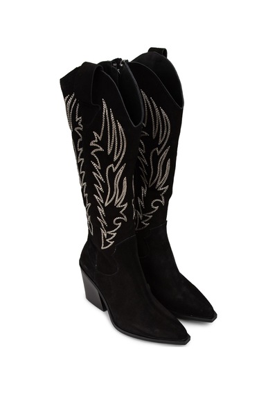 Deery Kadın Hakiki Süet Siyah Western Çizme - Z1614zsyhc01 Siyah