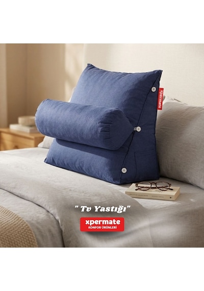Xpermate Sırt, Bel, Boyun Destekli TV Yastığı Okuma Yastığı Ameliyat Sonrası Lacivert