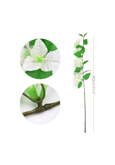 Yapay Çiçek 3dal Begonvil Çiçeği Beyaz 80cm Tek Dal Bodrum Çiçeği Sarkan Çiçek
