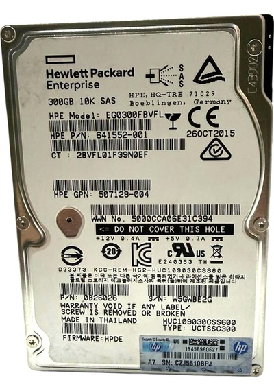 Hpe Eg0300fbvfl 300gb 10k Rpm Sas 6gb/s 2.5 Enterprise Server Hard Disk