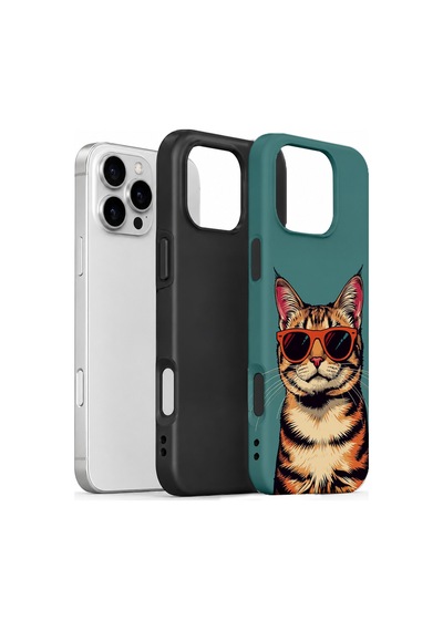Velvoria Valestra Gözlüklü Cool Kedi Apple Apple iPhone Uyumlu 16 Pro Max Darbe Korumalı Kılıf Valestra Select - Gözlüklü Cool Kedi