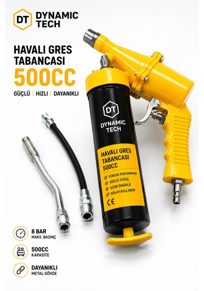 Havalı Gres Yağ Pompası Tabancası 500 Cc Büyük Boy Hortum Ve Gres Ucu