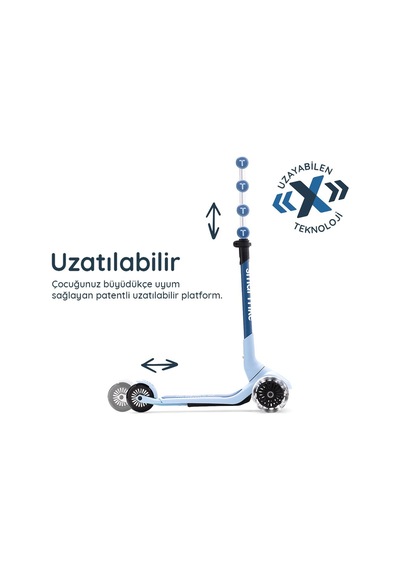 Smartrike Xtend Mini-ride 4 Aşamalı Büyüyen Oturaklı Scooter 1-9 Yaş Katlanabilir Led Tekerlekli Arctic Blue