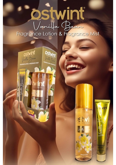 Ostwint Vanilla Bean Vücut Spreyi, 200ml Vücut Kremi, 50ml Ferahlatıcı Deniz Esintisi, Çiçeksi Parfü