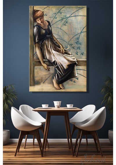 Duvar Tablosu Dikey Kanvas Tekli Salon Yatak Odası Ofis Sir Edward Burne-jones Bahçe Avlusu