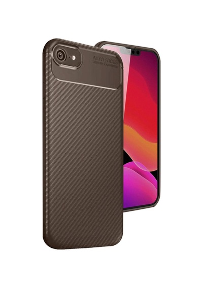Apple Uyumlu   iPhone 16e Kılıf Auto Focus Karbon Kapak - Kahverengi