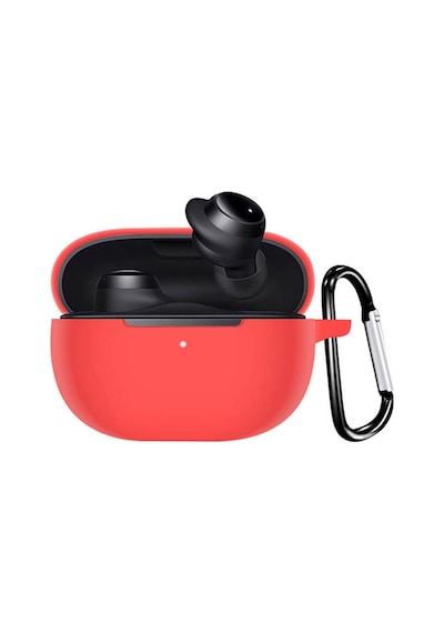 Koodmax Xiaomi Redmi Buds 3 Lite Uyumlu Silikon Kılıf + Metal Kopça - Kırmızı
