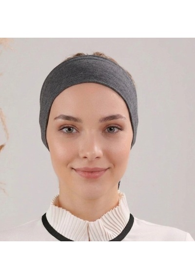 Alivascarf Kaymayan Silikonlu Bandana Bone Siyah - Kadın Tesettür Dikişsiz Kaymaz Geçme - Sportif Saç Bandı Antrasit