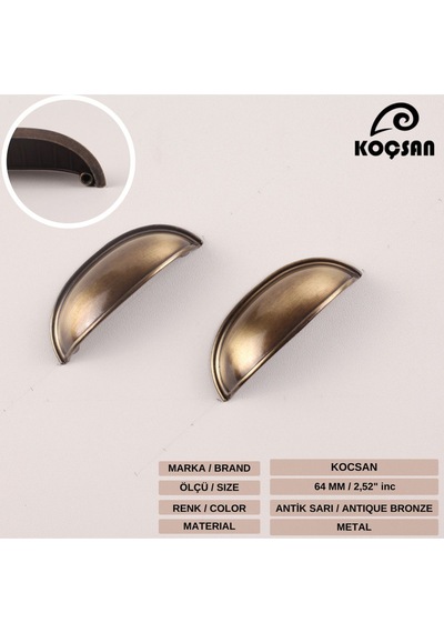 Midye Kulp Lüks Country Mutfak Mobilya Dolap Çekmece Kulpu Gri Midye Tas 64 Mm