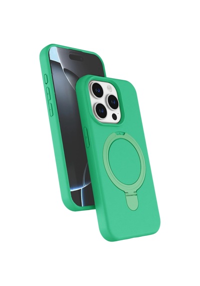 Apple iPhone Uyumlu iPhone 15 Pro Max Regal Magsafe Standlı Kapak - Yeşil Renkli