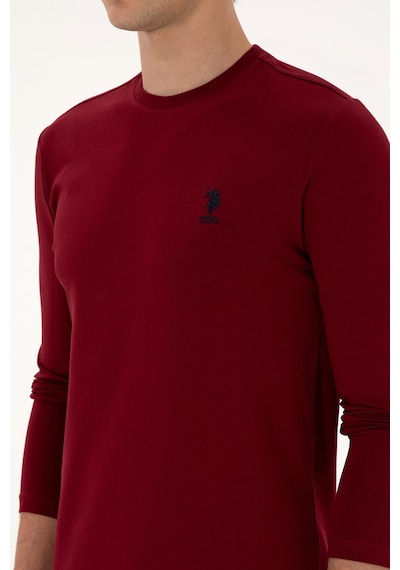 U.S. Polo Assn. Erkek Slim Fit Bisiklet Yaka Bordo Basic Sweatshirt 50307762-VR014