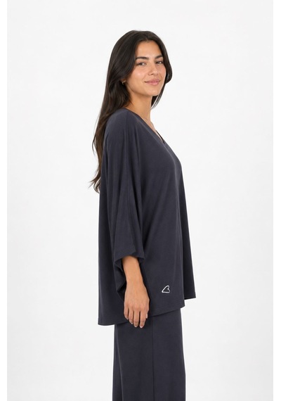 Neden Tekstil Kadın V Yaka Relaxed Fit Lacivert Bluz