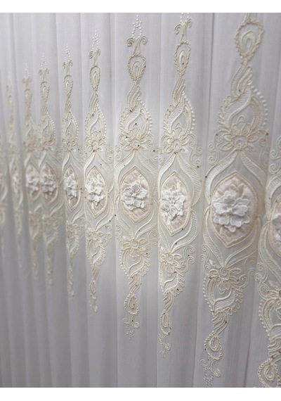 Nivemeshome Cansel Gold 1/2,5 Pileli Tül Perde Ekru