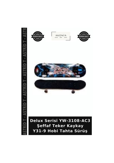 Delux Serisi Yw-3108-ac3 Şeffaf Teker Kaykay Y31-9 Hobi Tahta Sürüş