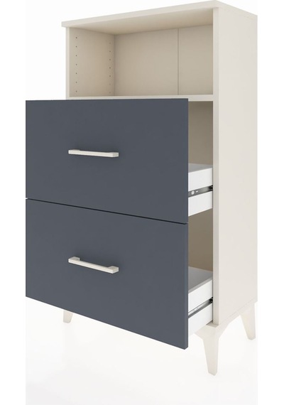 Arges Komodin Tek Raflı 2 Çekmeceli 60x30x106 Aytaşı-antrasit Aytaşı