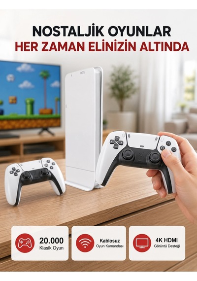 Mey İthalat 2 Kollu Kablosuz 4k Tv Uyumlu Klasik Oyun Konsolu 62200997