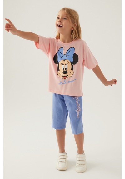 Minnie Mouse Smile Somon Kız Çocuk Kapri Takım 5274-42767 Somon