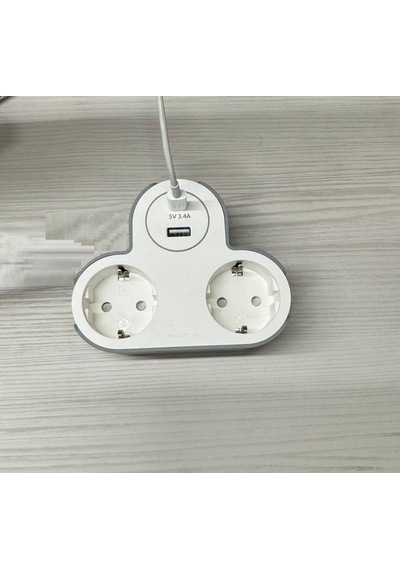 Enfe Topraklı İkili Fiş Priz 1xusb + 1xtypec Golyat Tipi Masaüstü Gömmeli Şık Tasarım Priz Çoğaltıcı 0