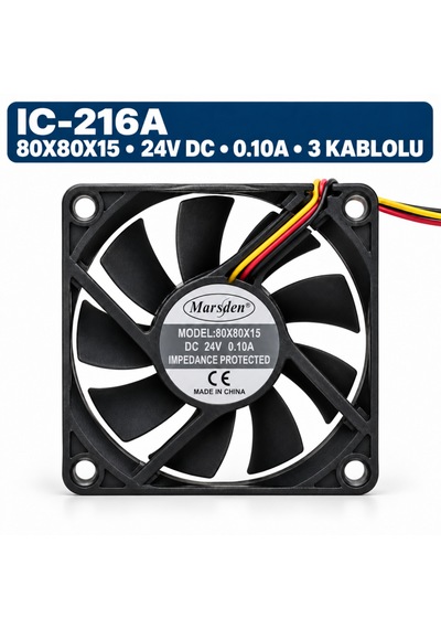Marsden 80x80x15 Mm 24v Dc 0.10a 3 Kablolu Soğutma Fanı