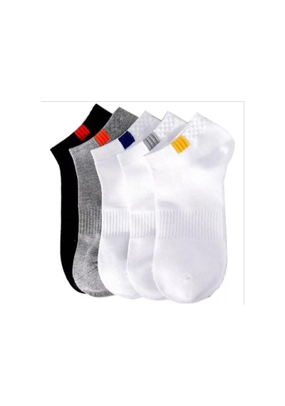 Worthy Socks 5'li Unisex Lastik Kare Desenli Beyaz Patik Bilek Çorap Seti