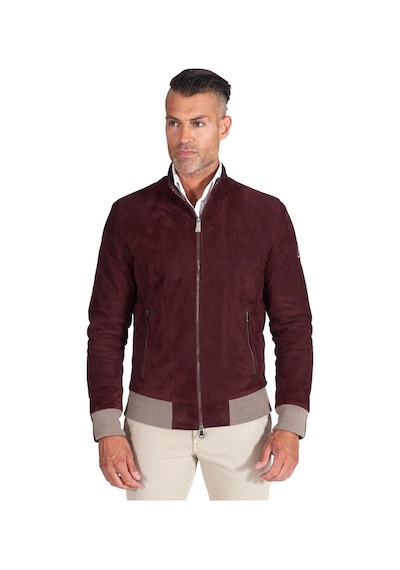 M M Marki Marki Erkek Bordo Hakiki Süet Deri Ceket Fermuarlı, Astarlı, 4 Cepli, 67 Cm - 504422