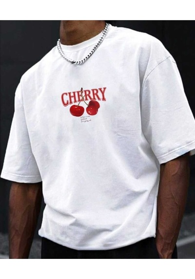 Noıssey Beyaz Cherry Red Bomb Oversize Unisex Trend
