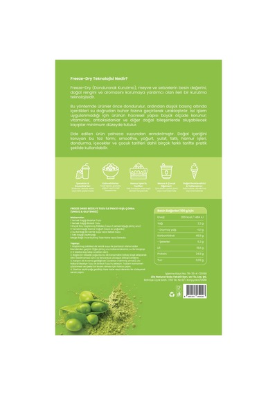 Freeze Dried Bezelye Tozu 50 G X 2 Adet - %100 Bezelye - Dondurularak Kurutulmuş Sebze Tozu - 931348271 Diğer