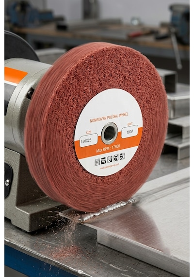 150x25 Mm P180 Polisaj Keçesi Çapak Alma Ve Metal Yüzey Parlatma Diski 1 Adet