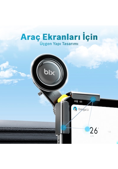 Bix Tch03 Çok Açılı Ayarlanabilir Araç Carplay Ekranı İçin Teleskopik Manyetik Telefon Tutucu 1 Adet