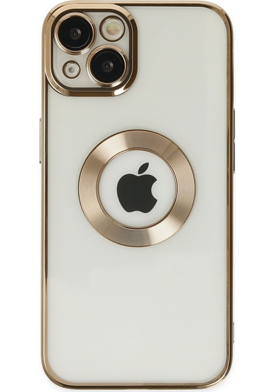 Apple Uyumlu iPhone 13 Yanları Renkli Lens Korumalı Logo Gösteren Şeffaf Luxury Kılıf - Açık Mavi