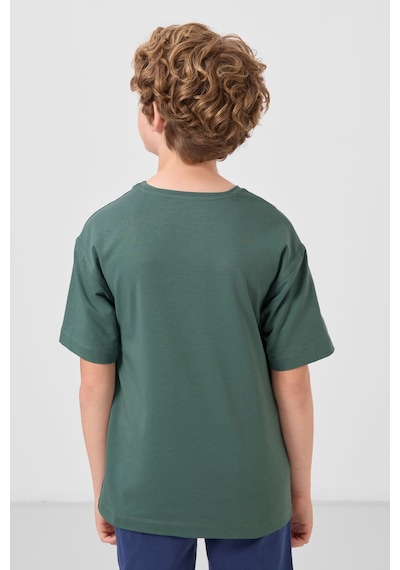 Tommylife Açık Yeşil Pamuklu Yumuşak Dokulu Oversize Basic Erkek Çocuk T-shirt - 11297 Yeşil