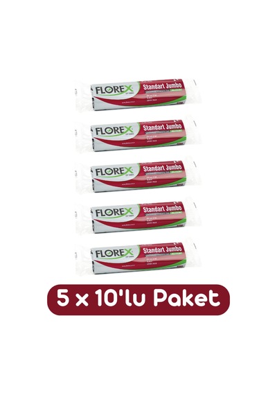 Florex Standart Jumbo Boy Çöp Torbası 80x110 Cm 10'lu Rulo Siyah 5 Rulo (50 Adet)