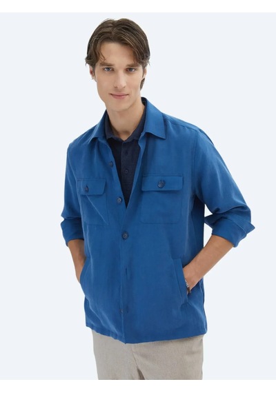 Kip İndigo Regular Fit Dokuma Overshırt İndigo