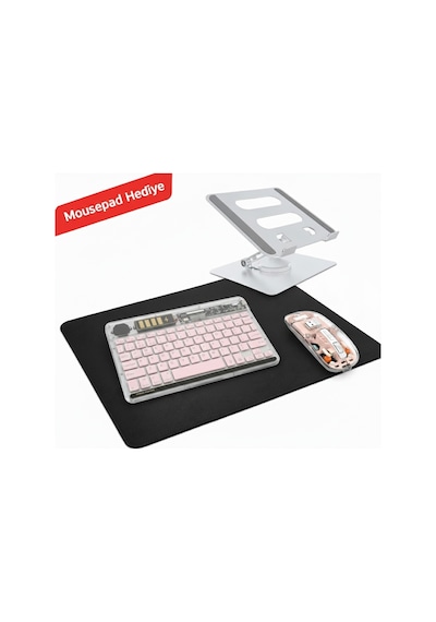 Samsung Galaxy Tab S10 Lite Sm-x400 Uyumlu Ergonomik Çalışma Seti Metal Stand Rgb Klavye Mouse Optik