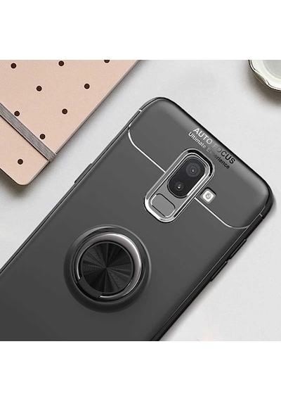 Samsung Galaxy Uyumlu J8 Kilif Yüzüklü Tam Korumali Silikon Kapak 418019755