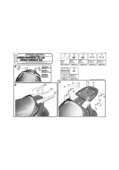 Gıvı Sr140 Honda Foresıght 250 97-08 Arka Çanta Taşıyıcı Tek Renk