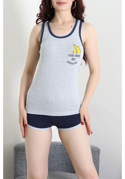 Modi Şortlu Pijama Takımı Açıkgri - 53504.2161. AÇIK GRİ