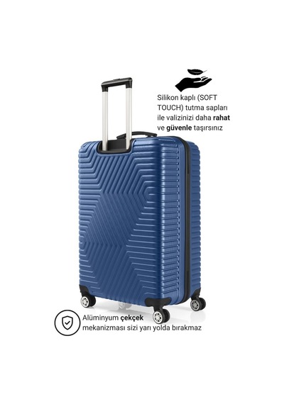 G&d Polo Suitcase Abs Orta Ve Büyük Boy Çivit Mavi 2'li Valiz Seti 600.05-b Mavi