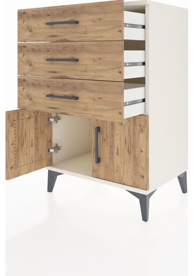 Hyperion Komodin 3 Çekmeceli 2 Kapaklı 60x44x96 Aytaşı-çam Aytaşı