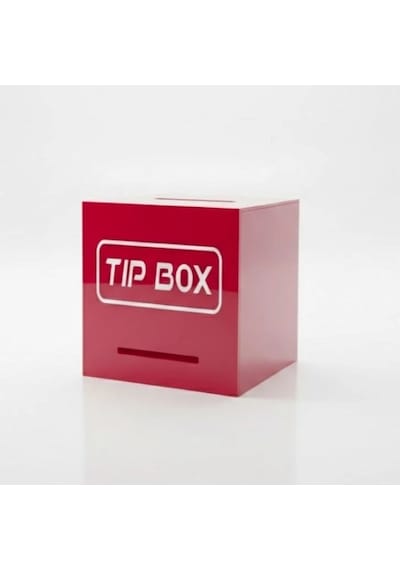 Kare Tipbox - Bahşiş Kutusu Kırmızı - 14x14xh13cm