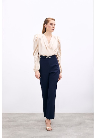 Sateen Aksesuar Detaylı Pantolon - Lacivert-135737 Lacivert