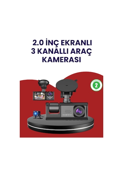 Üç Kameralı Araç Kamerası Full Hd 1080p Ön + Hd İç/arka