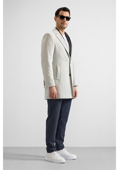 Süvari Gri Slim Mono Yaka Cepsiz Kaban Kb2010100321-s05 Gri